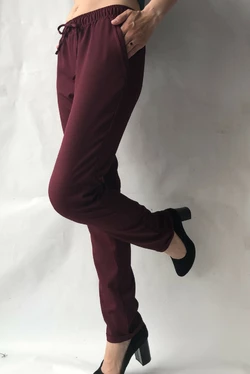 Батальные женские летние брюки №19 бордовый. супер СОФТ (диагональка)