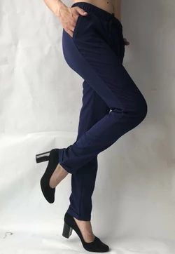 Батальные женские летние брюки №19 темно синий. супер СОФТ (диагональка)