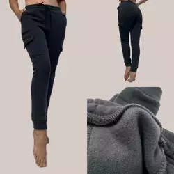 Теплі штани з карманами мод. 0125 темно сірі