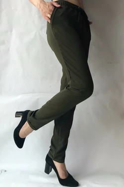 Батальные женские летние брюки №19 темный хаки. супер СОФТ (диагональка)