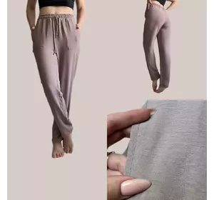 Легкі штани з тканини креп-жатка, беж. мод 44