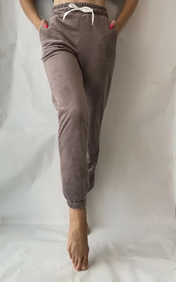 БАТАЛЬНЫЕ, теплые велюровые штаны, № 0170 светл.фиолетовый