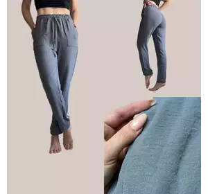 Легкі штани з тканини креп-жатка, сірі . мод 44