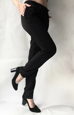 Батальные женские летние брюки №19 черн. супер СОФТ (диагональка)