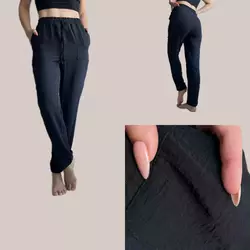 Легкі штани з тканини креп-жатка, чорні. мод 44
