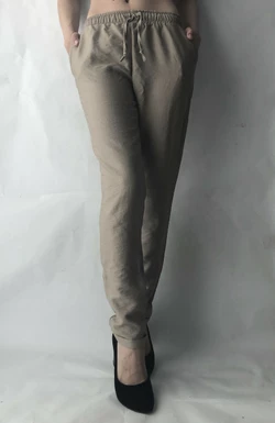 Летние брюки из льна жатки №23 БАТАЛ серый
