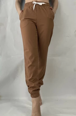 Батальные женские летние штаны, софт №103 желто-коричневый