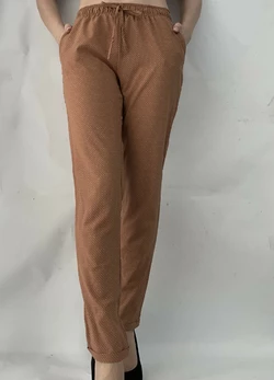 Женские летние штаны N°17 коричневый (в горошек) БАТАЛ
