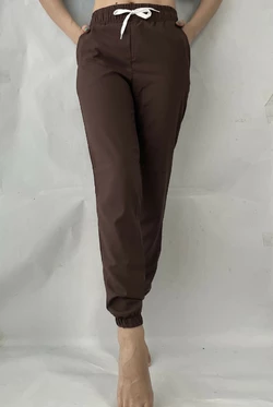 Батальные женские летние штаны, софт №103 тем.коричневый