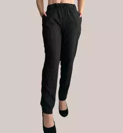 БАТАЛЬНІ жіночі брюки банани , № 61 чорні в полоску