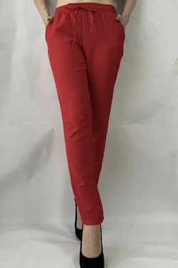 Батальные женские летние брюки №19 красный. супер СОФТ (диагональка)
