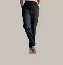 Батальні штани з тканини льон-стрейч, чорні. мод 41