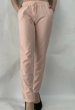 Женские летние штаны N°17 в горошек (розовые) БАТАЛ