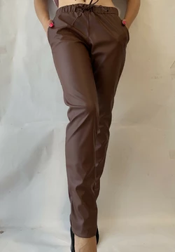 Женские  штаны из ЭКО-КОЖИ, №130 темн.  коричневый