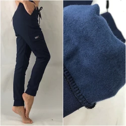 Теплые брюки с накладными карманами, СТРЕЙЧ-КОТТОН N° 0126 темно-синие (НА ФЛИСЕ)