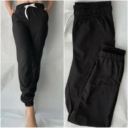 Женские летние штаны, софт №117 чорный в горошек