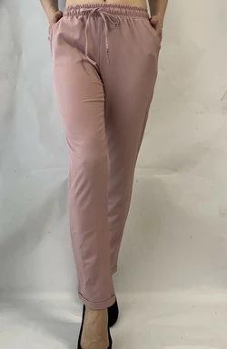 Батальные женские летние брюки №19 пыльная роза супер СОФТ (диагональка)