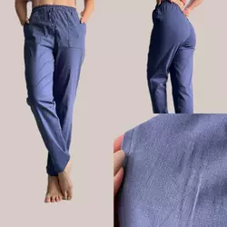 Жночі штани з тканини льон-стрейч, сині (джинсові). мод 41
