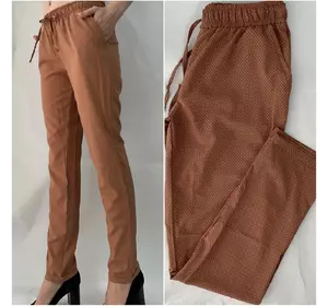 Женские летние штаны N°17 коричневый (в горошек)