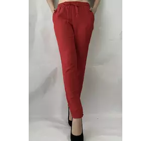 Батальные женские летние брюки №19 красный. супер СОФТ (диагональка)