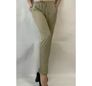 Батальные женские летние брюки №19 салатовый супер СОФТ (диагональка)