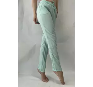 Батальные женские летние брюки №19 мята супер СОФТ (диагональка)