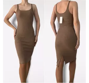 Базовое платье в рубчик мод.№ 98 коричневый