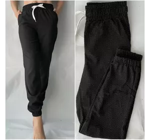 Женские летние штаны, софт №117 чорный в горошек