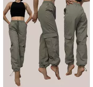 Стильні жіночі штани карго № 88 світло сірі