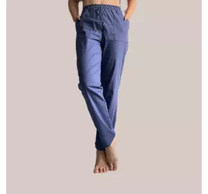 Батальні штани з тканини льон-стрейч, сині (джинсові). мод 41